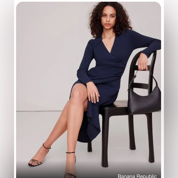 Banana Republic POLO WRAP SWEATER DRESS color Burgundy Long Sleeve size Medium - Picture 8 of 9